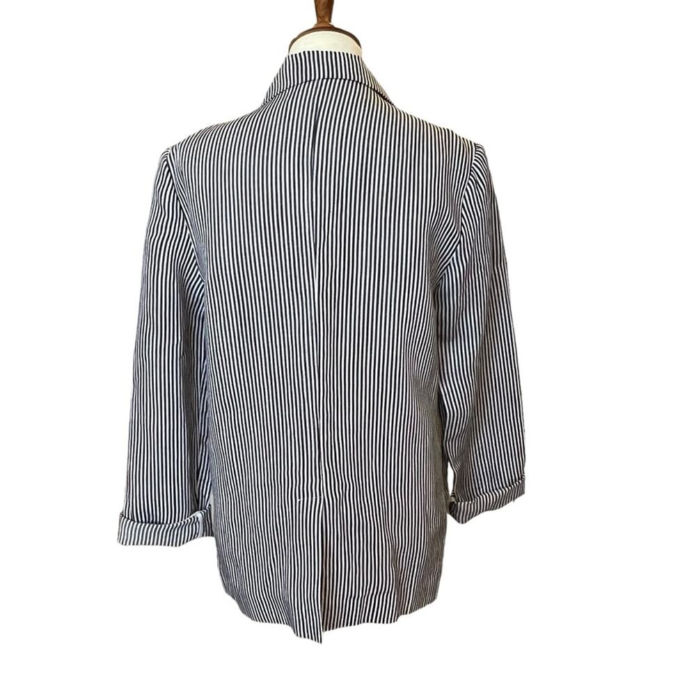 Cupcakes and Cashmere Dove Blazer Boyfriend Striped Oversized Medium Linen Blend - Picture 6 of 14
